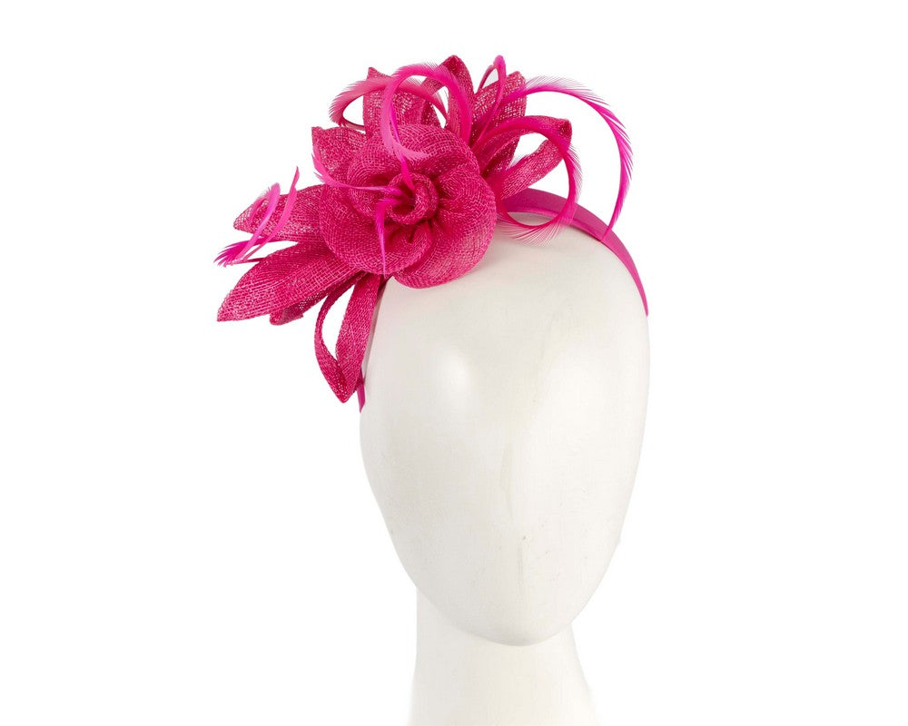 Fuchsia sinamay flower fascinator by Max Alexander